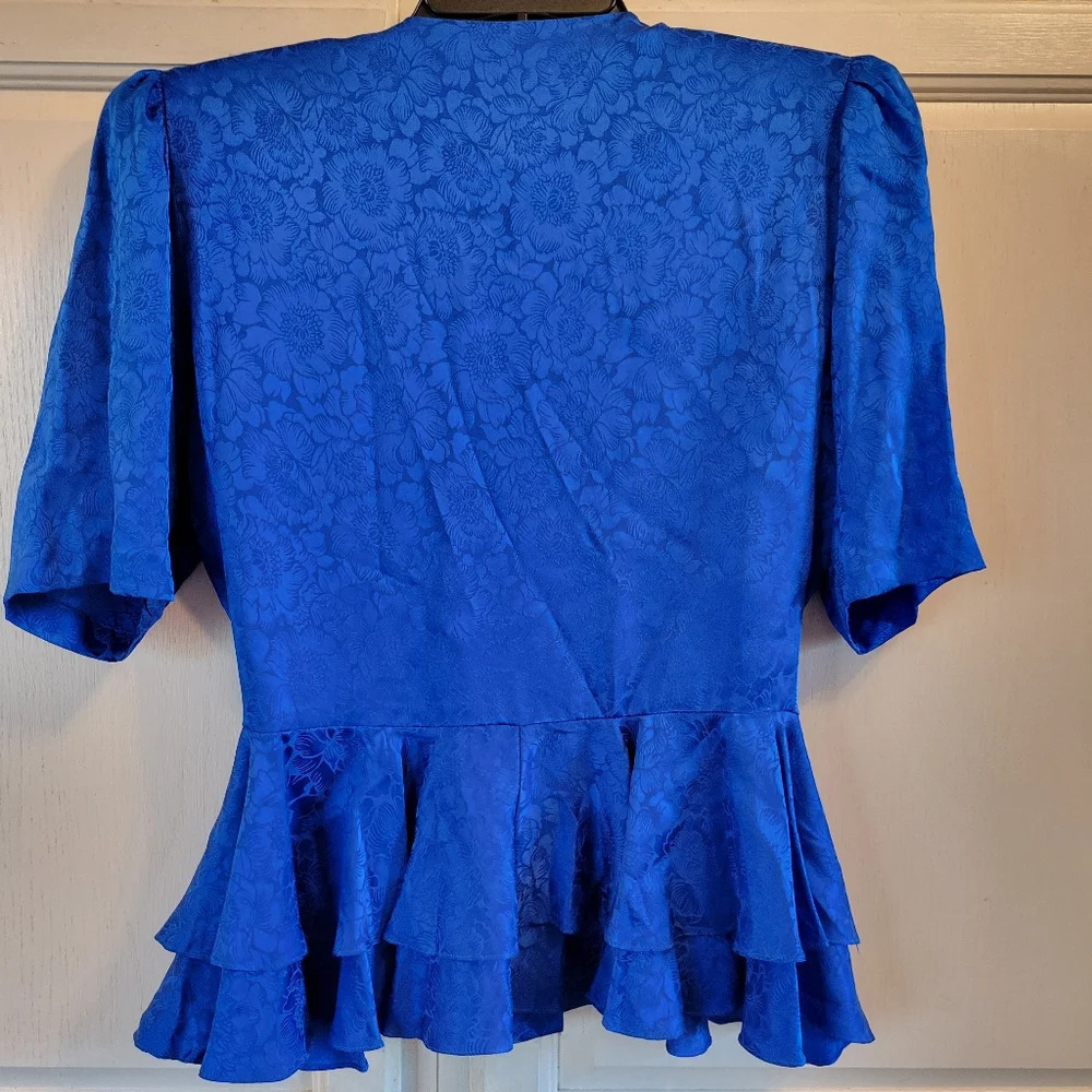 Vintage Adrianna Papell Peplum Silk Blouse - Picture 5 of 8